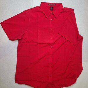 Harriton Men’s Button Up Shirt XL Red Casual Dress Long Sleeve